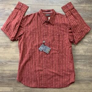 Island Soft Men's XL Long Sleeve Button Red Gold Floral Western Casual Shirt NWT